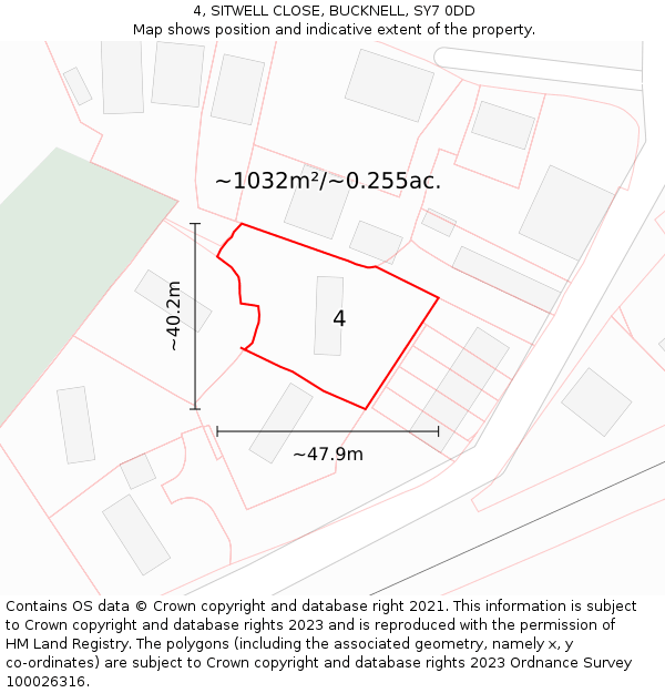 4, SITWELL CLOSE, BUCKNELL, SY7 0DD: Plot and title map