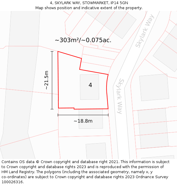 4, SKYLARK WAY, STOWMARKET, IP14 5GN: Plot and title map