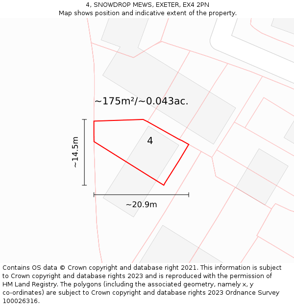 4, SNOWDROP MEWS, EXETER, EX4 2PN: Plot and title map