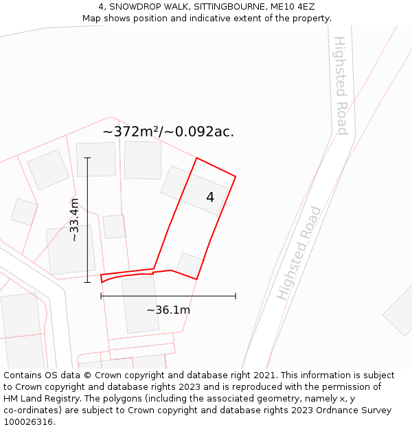 4, SNOWDROP WALK, SITTINGBOURNE, ME10 4EZ: Plot and title map