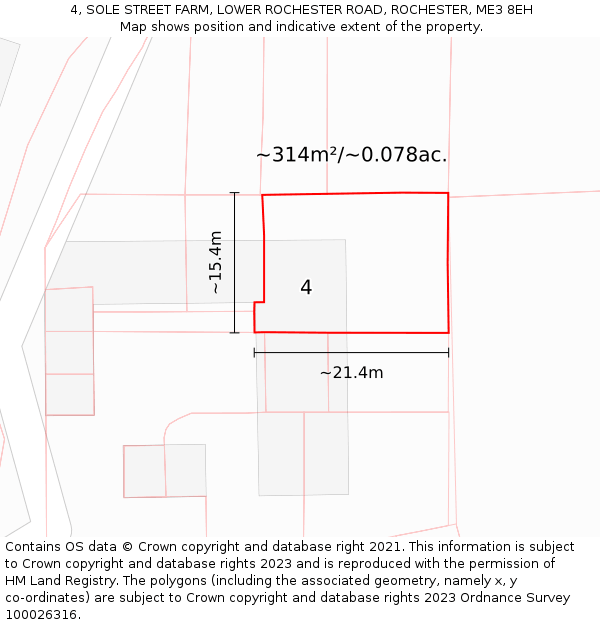 4, SOLE STREET FARM, LOWER ROCHESTER ROAD, ROCHESTER, ME3 8EH: Plot and title map