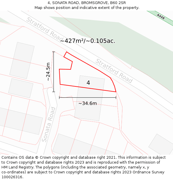 4, SONATA ROAD, BROMSGROVE, B60 2SR: Plot and title map