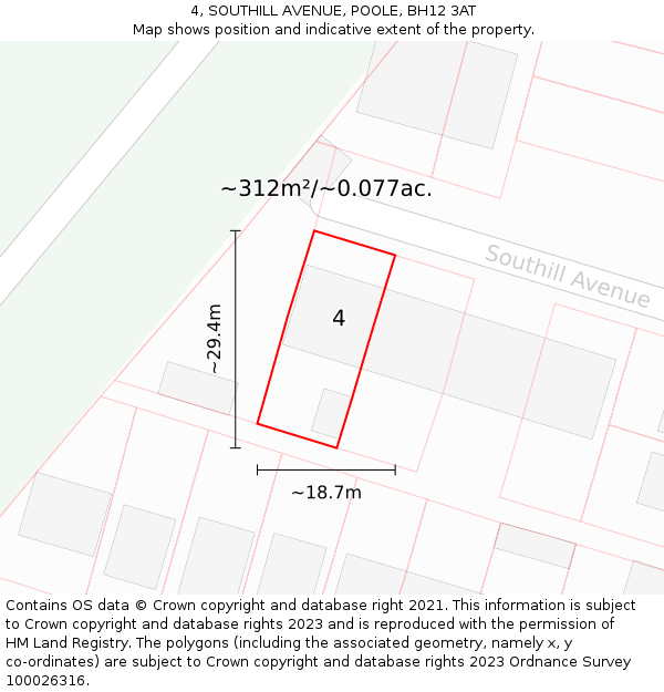 4, SOUTHILL AVENUE, POOLE, BH12 3AT: Plot and title map