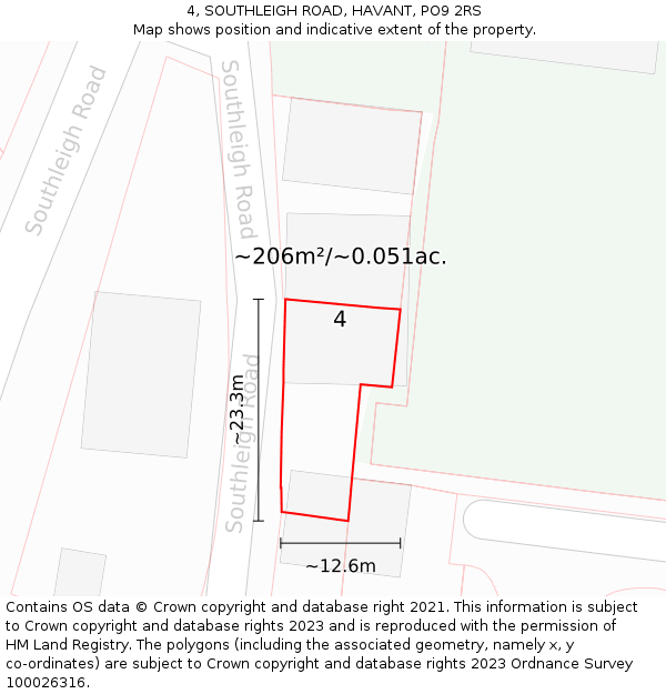 4, SOUTHLEIGH ROAD, HAVANT, PO9 2RS: Plot and title map