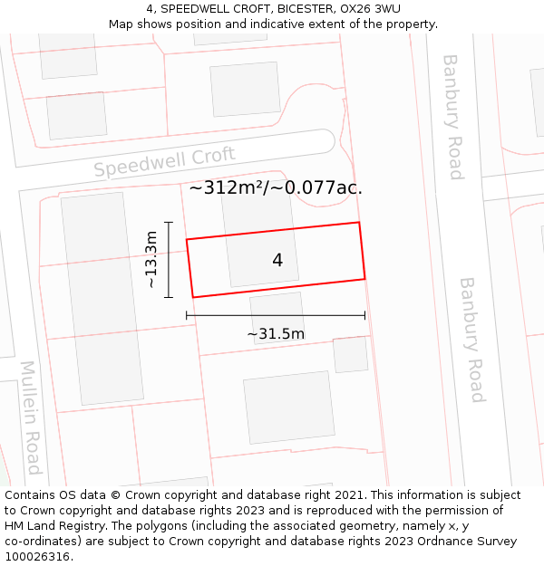4, SPEEDWELL CROFT, BICESTER, OX26 3WU: Plot and title map