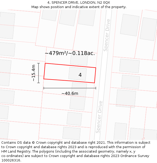 4, SPENCER DRIVE, LONDON, N2 0QX: Plot and title map