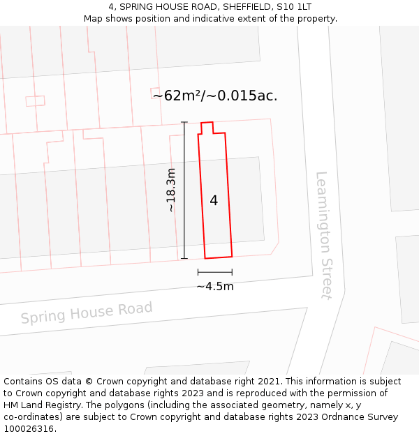 4, SPRING HOUSE ROAD, SHEFFIELD, S10 1LT: Plot and title map