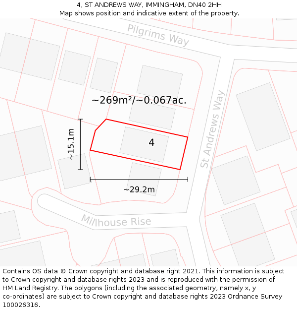 4, ST ANDREWS WAY, IMMINGHAM, DN40 2HH: Plot and title map