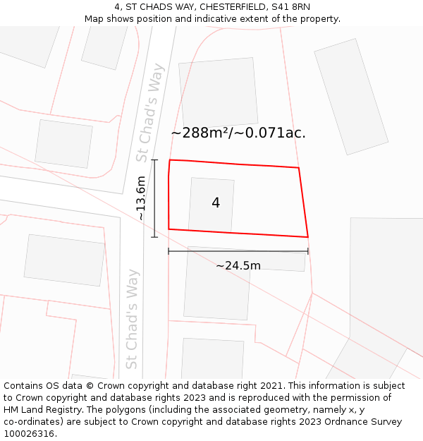 4, ST CHADS WAY, CHESTERFIELD, S41 8RN: Plot and title map