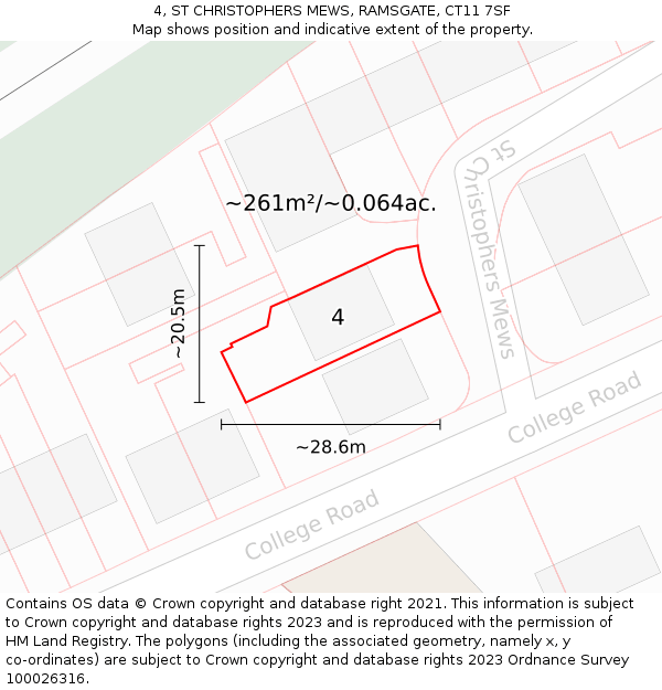 4, ST CHRISTOPHERS MEWS, RAMSGATE, CT11 7SF: Plot and title map