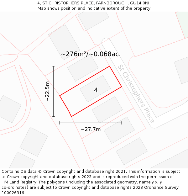 4, ST CHRISTOPHERS PLACE, FARNBOROUGH, GU14 0NH: Plot and title map