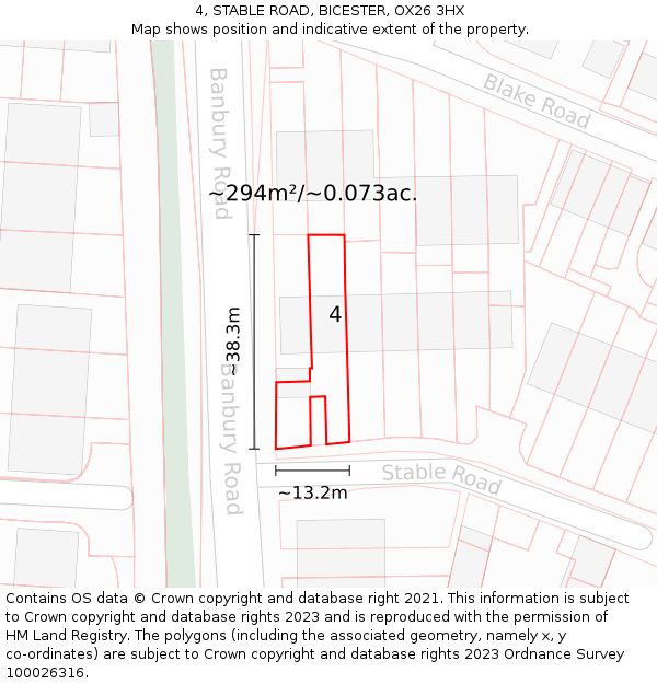 4, STABLE ROAD, BICESTER, OX26 3HX: Plot and title map