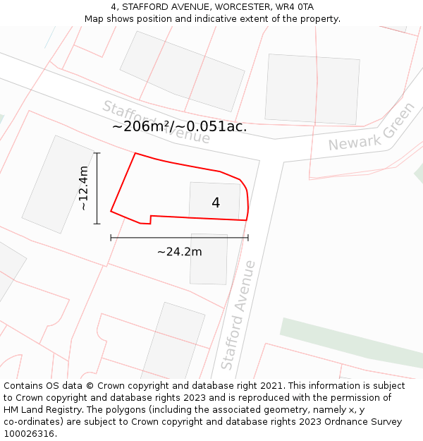 4, STAFFORD AVENUE, WORCESTER, WR4 0TA: Plot and title map