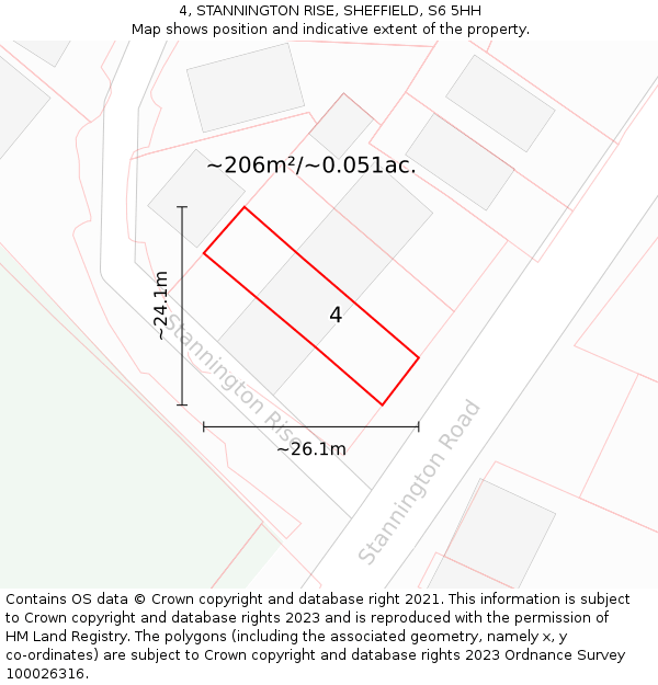 4, STANNINGTON RISE, SHEFFIELD, S6 5HH: Plot and title map
