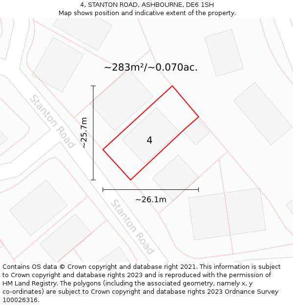 4, STANTON ROAD, ASHBOURNE, DE6 1SH: Plot and title map