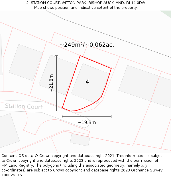 4, STATION COURT, WITTON PARK, BISHOP AUCKLAND, DL14 0DW: Plot and title map