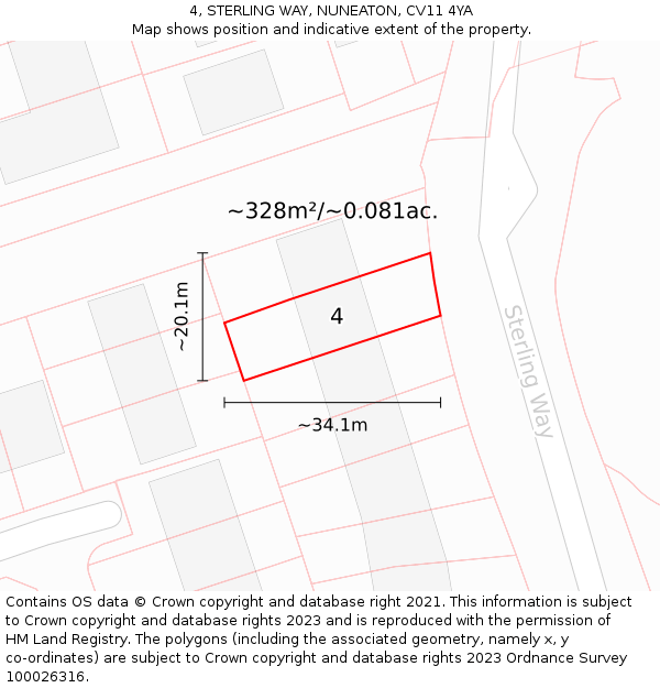 4, STERLING WAY, NUNEATON, CV11 4YA: Plot and title map