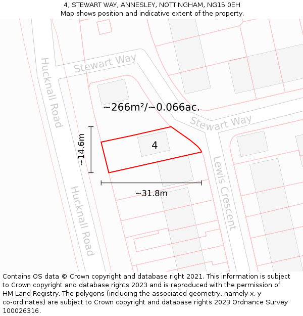 4, STEWART WAY, ANNESLEY, NOTTINGHAM, NG15 0EH: Plot and title map