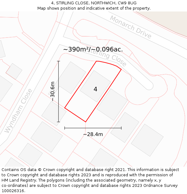 4, STIRLING CLOSE, NORTHWICH, CW9 8UG: Plot and title map