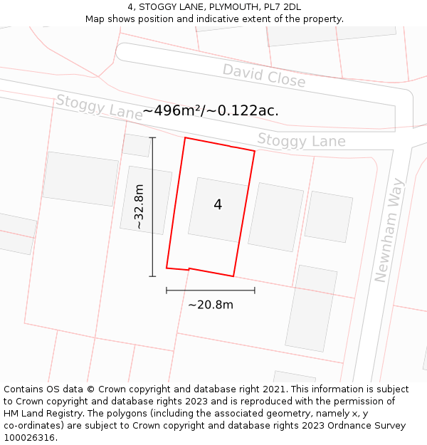 4, STOGGY LANE, PLYMOUTH, PL7 2DL: Plot and title map