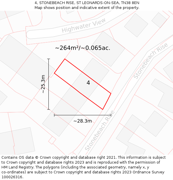 4, STONEBEACH RISE, ST LEONARDS-ON-SEA, TN38 8EN: Plot and title map