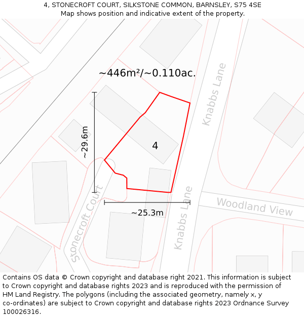 4, STONECROFT COURT, SILKSTONE COMMON, BARNSLEY, S75 4SE: Plot and title map