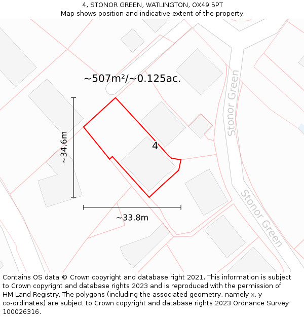 4, STONOR GREEN, WATLINGTON, OX49 5PT: Plot and title map