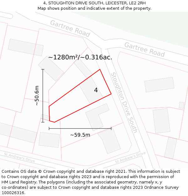 4, STOUGHTON DRIVE SOUTH, LEICESTER, LE2 2RH: Plot and title map