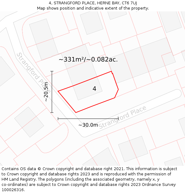 4, STRANGFORD PLACE, HERNE BAY, CT6 7UJ: Plot and title map