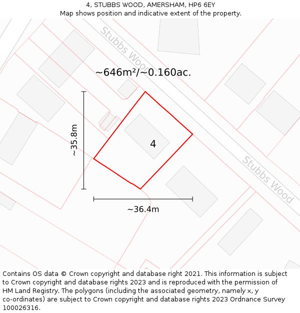 4, STUBBS WOOD, AMERSHAM, HP6 6EY: Plot and title map