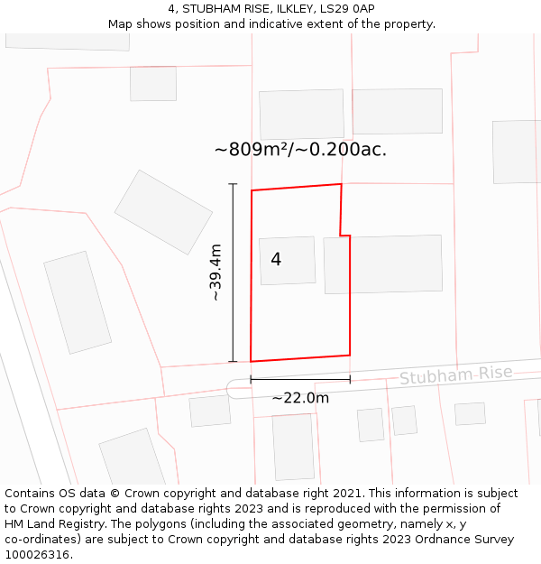 4, STUBHAM RISE, ILKLEY, LS29 0AP: Plot and title map