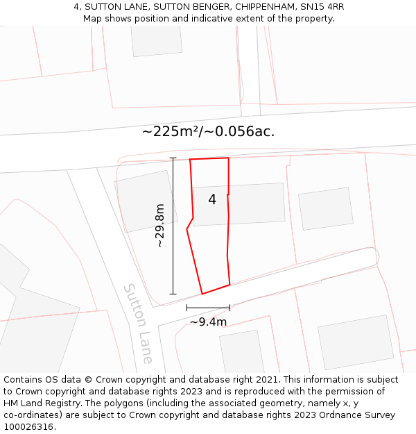 4, SUTTON LANE, SUTTON BENGER, CHIPPENHAM, SN15 4RR: Plot and title map