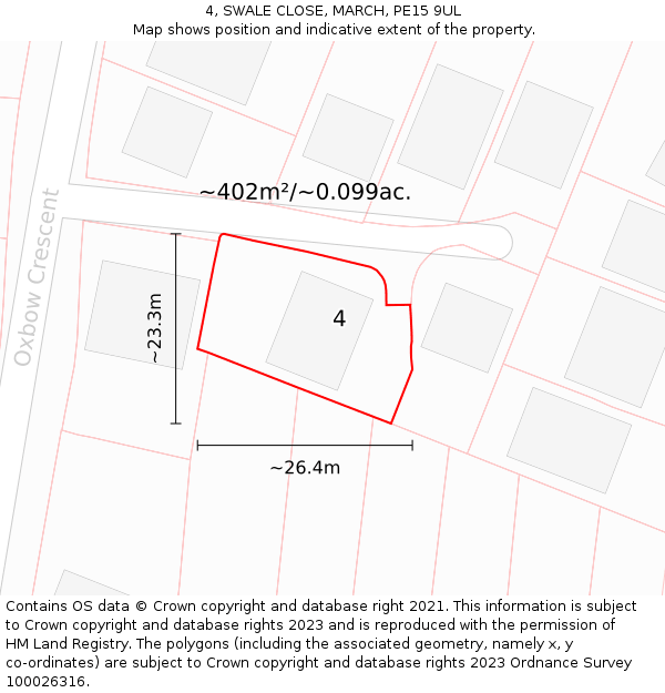 4, SWALE CLOSE, MARCH, PE15 9UL: Plot and title map