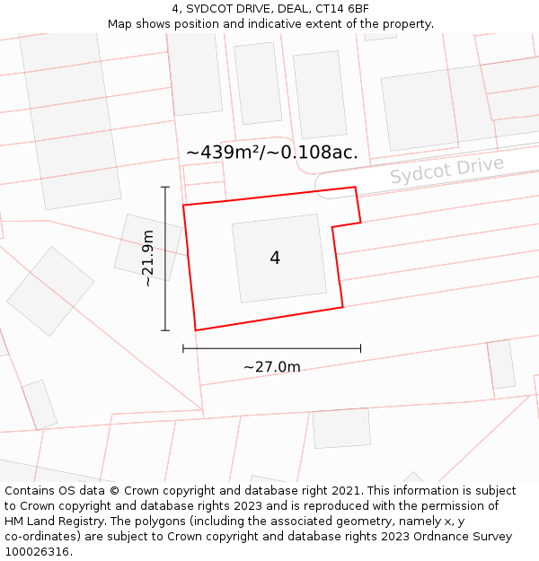 4, SYDCOT DRIVE, DEAL, CT14 6BF: Plot and title map