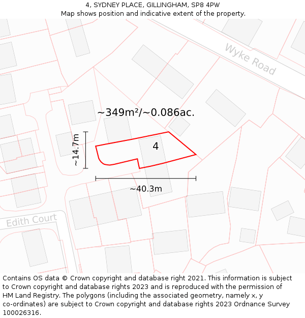 4, SYDNEY PLACE, GILLINGHAM, SP8 4PW: Plot and title map