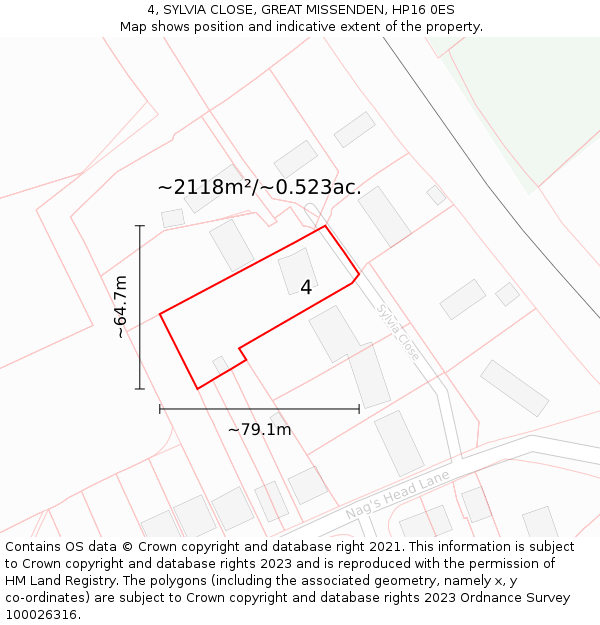 4, SYLVIA CLOSE, GREAT MISSENDEN, HP16 0ES: Plot and title map