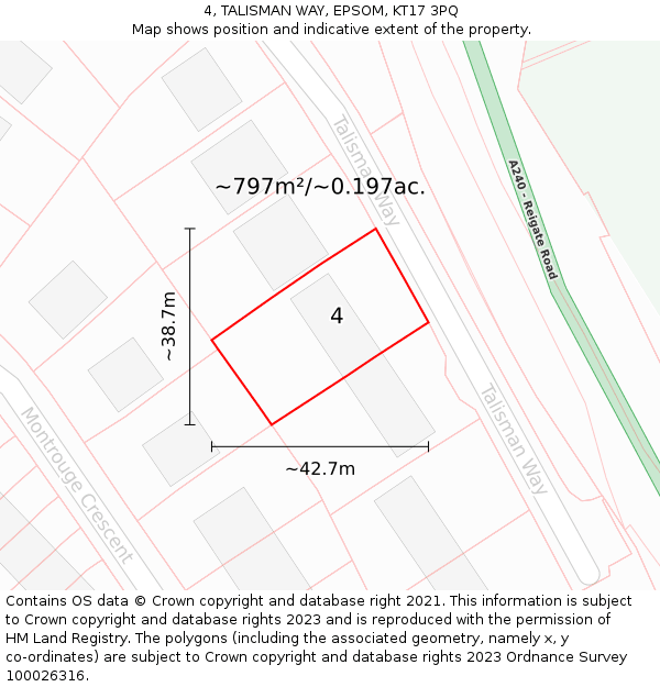 4, TALISMAN WAY, EPSOM, KT17 3PQ: Plot and title map