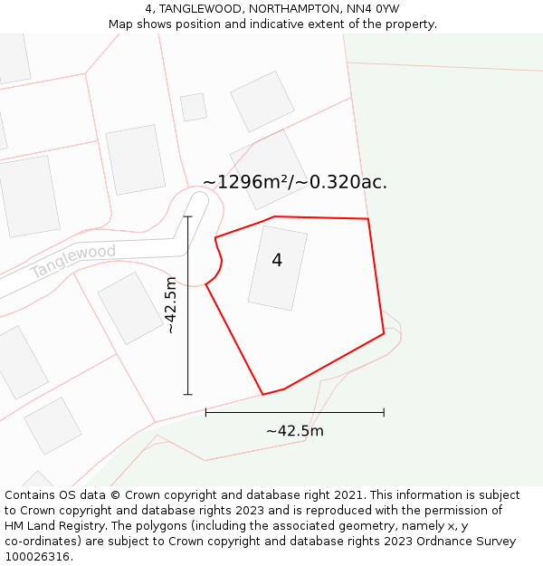 4, TANGLEWOOD, NORTHAMPTON, NN4 0YW: Plot and title map
