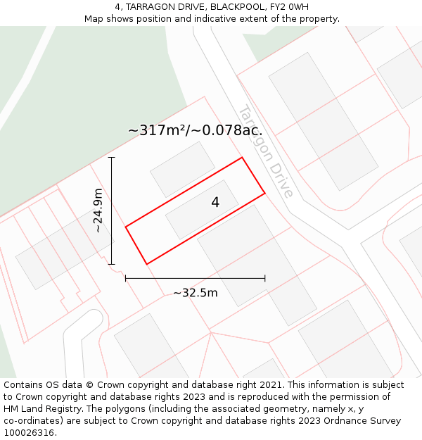 4, TARRAGON DRIVE, BLACKPOOL, FY2 0WH: Plot and title map