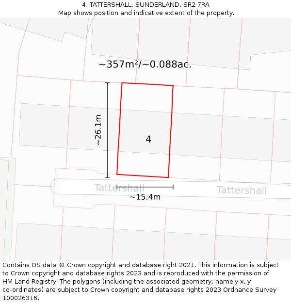 4, TATTERSHALL, SUNDERLAND, SR2 7RA: Plot and title map