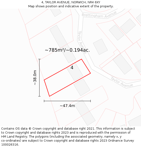 4, TAYLOR AVENUE, NORWICH, NR4 6XY: Plot and title map
