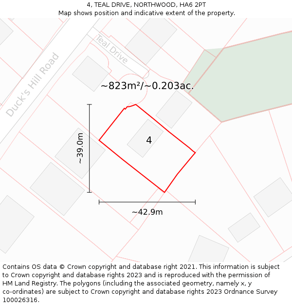 4, TEAL DRIVE, NORTHWOOD, HA6 2PT: Plot and title map