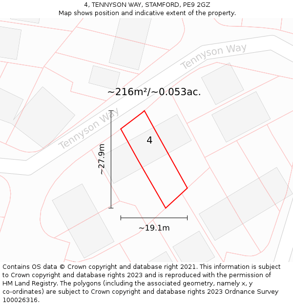 4, TENNYSON WAY, STAMFORD, PE9 2GZ: Plot and title map