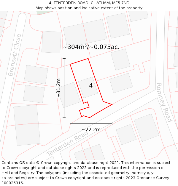 4, TENTERDEN ROAD, CHATHAM, ME5 7ND: Plot and title map