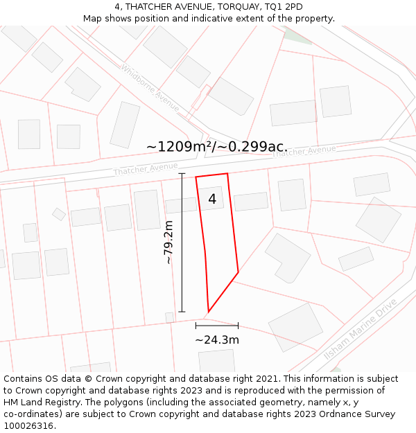 4, THATCHER AVENUE, TORQUAY, TQ1 2PD: Plot and title map