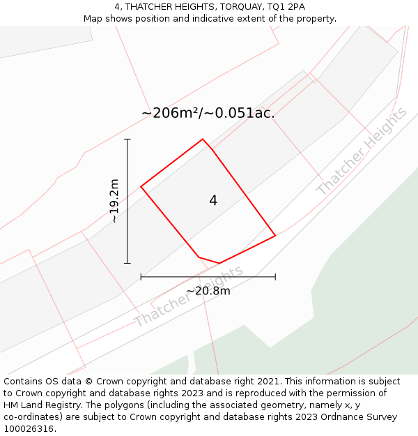 4, THATCHER HEIGHTS, TORQUAY, TQ1 2PA: Plot and title map