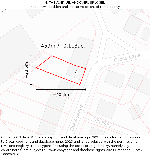 4, THE AVENUE, ANDOVER, SP10 3EL: Plot and title map