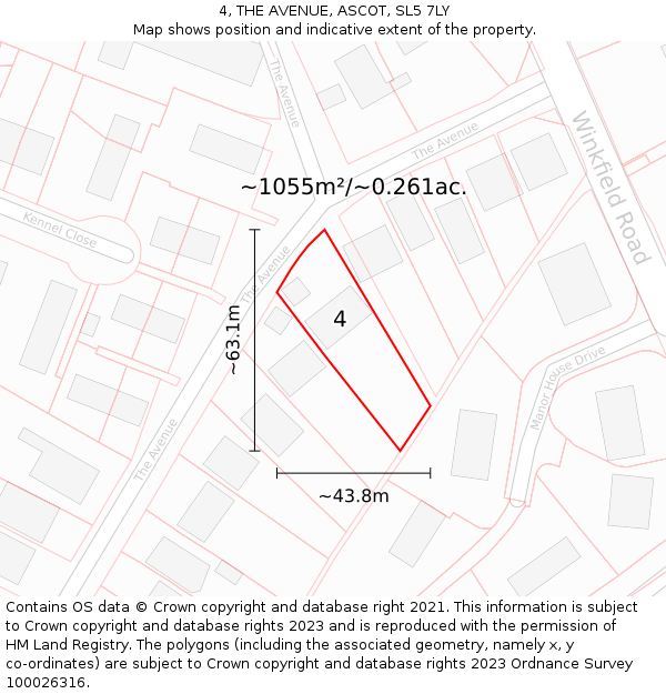 4, THE AVENUE, ASCOT, SL5 7LY: Plot and title map