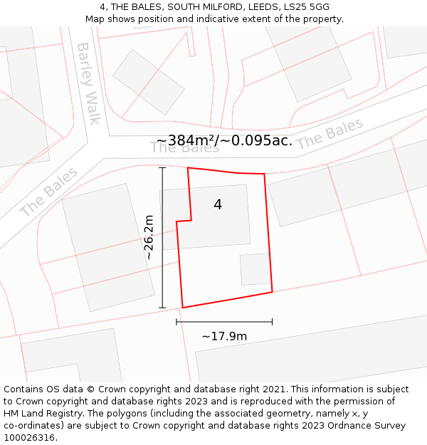 4, THE BALES, SOUTH MILFORD, LEEDS, LS25 5GG: Plot and title map