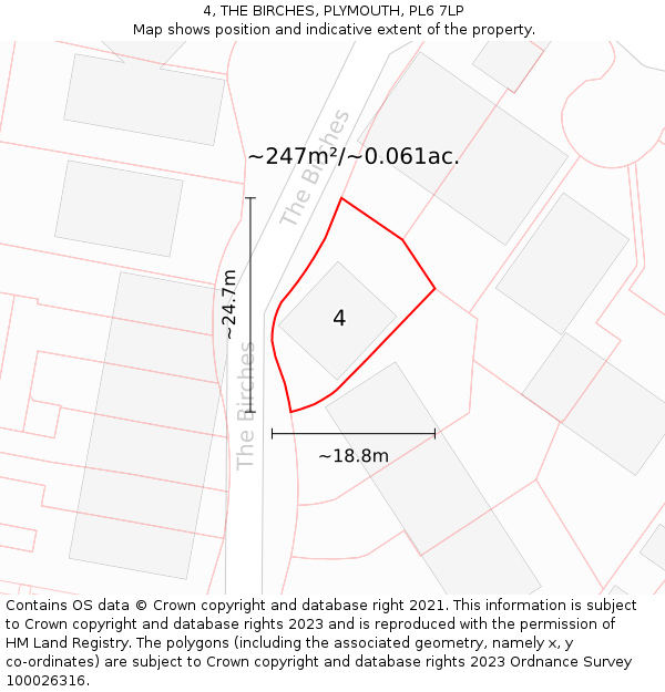 4, THE BIRCHES, PLYMOUTH, PL6 7LP: Plot and title map